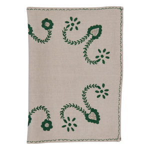 House of Capricorn - Viana embroidered placemat and napkin set | Green