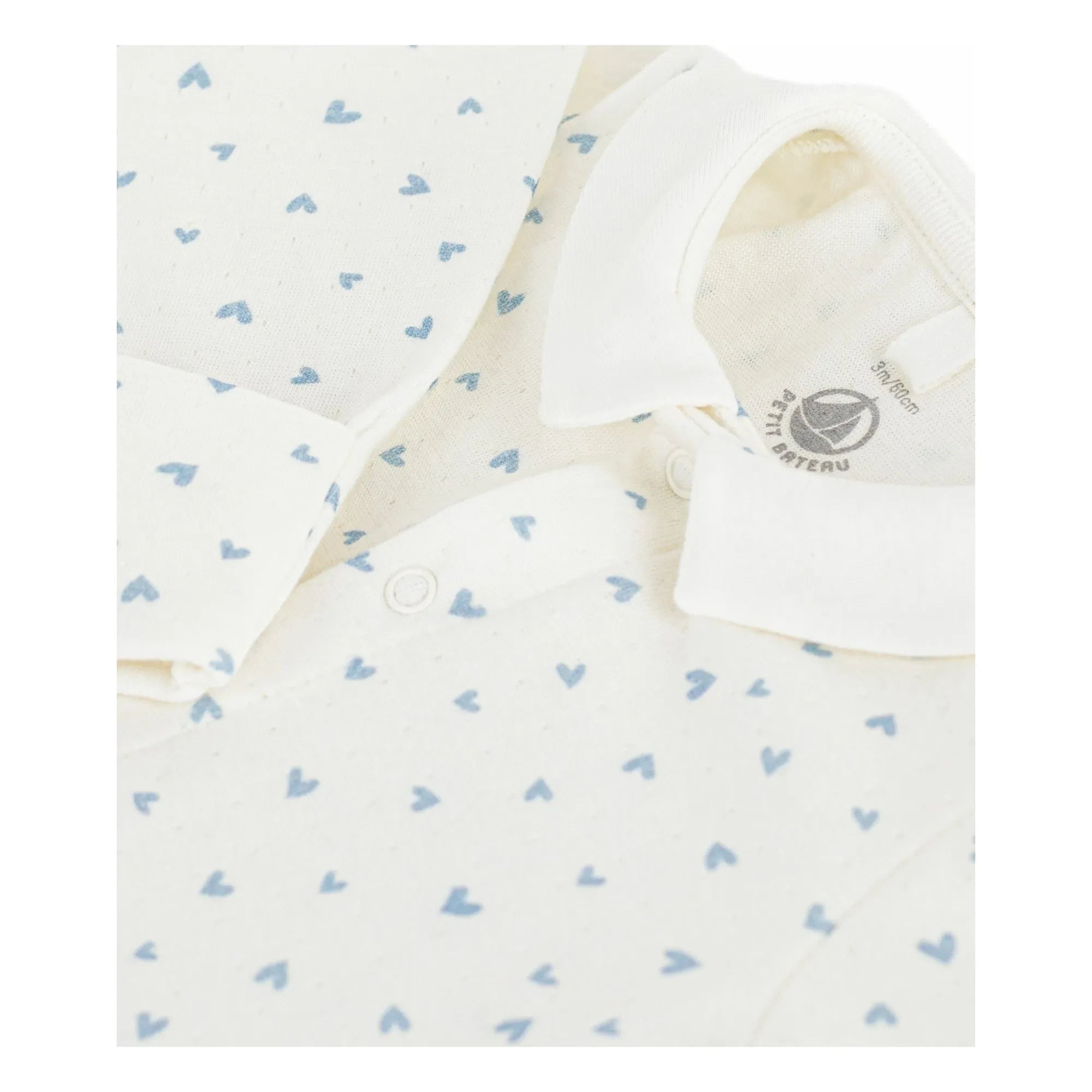 Petit Bateau - Dors Bien Cœurs Organik Kadife Pijama | Beyaz