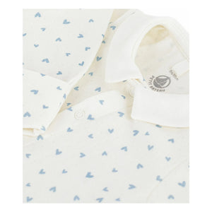 Petit Bateau - Dors Bien Cœurs Organik Kadife Pijama | Beyaz