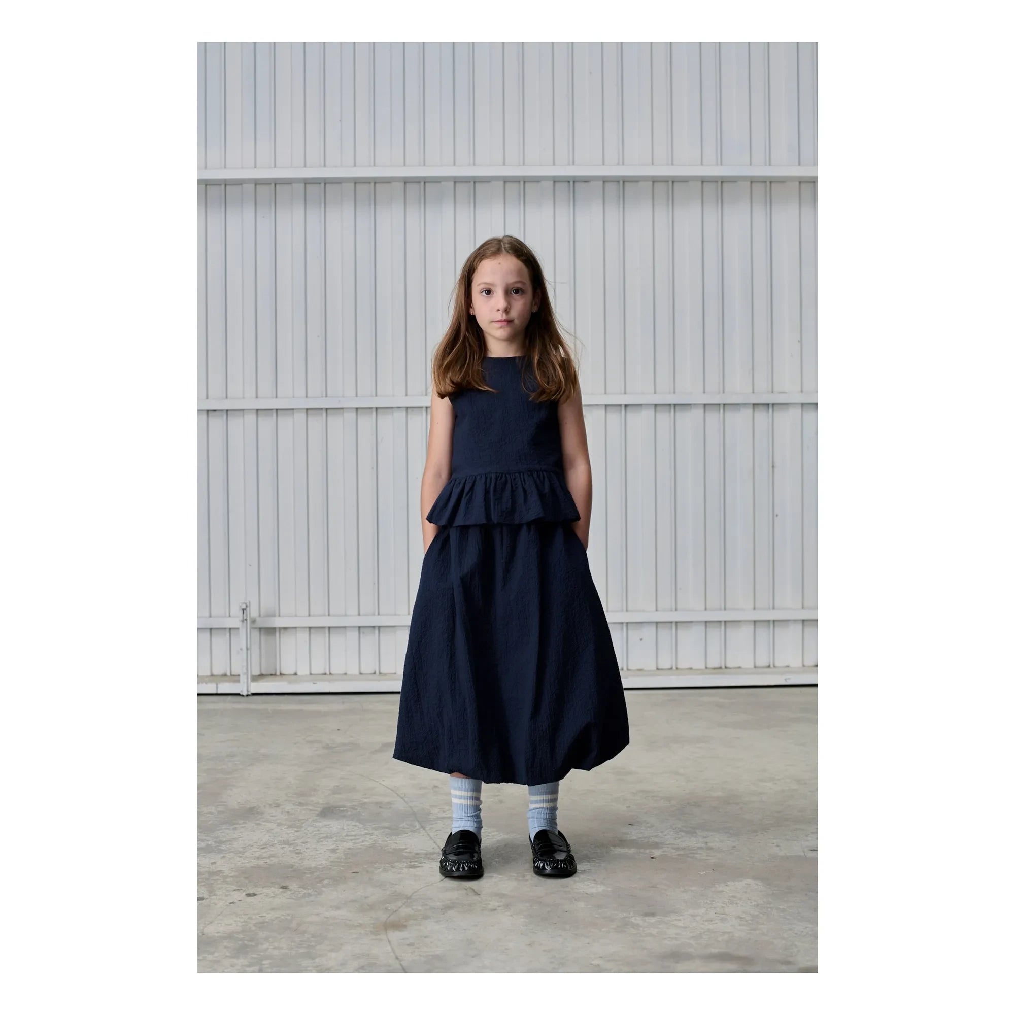 Tangerine - Midi Pleated Skirt | Dark Blue