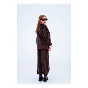 Repose AMS - Organik Pamuk Leopar Desenli Jogger Pantolon | Kahverengi