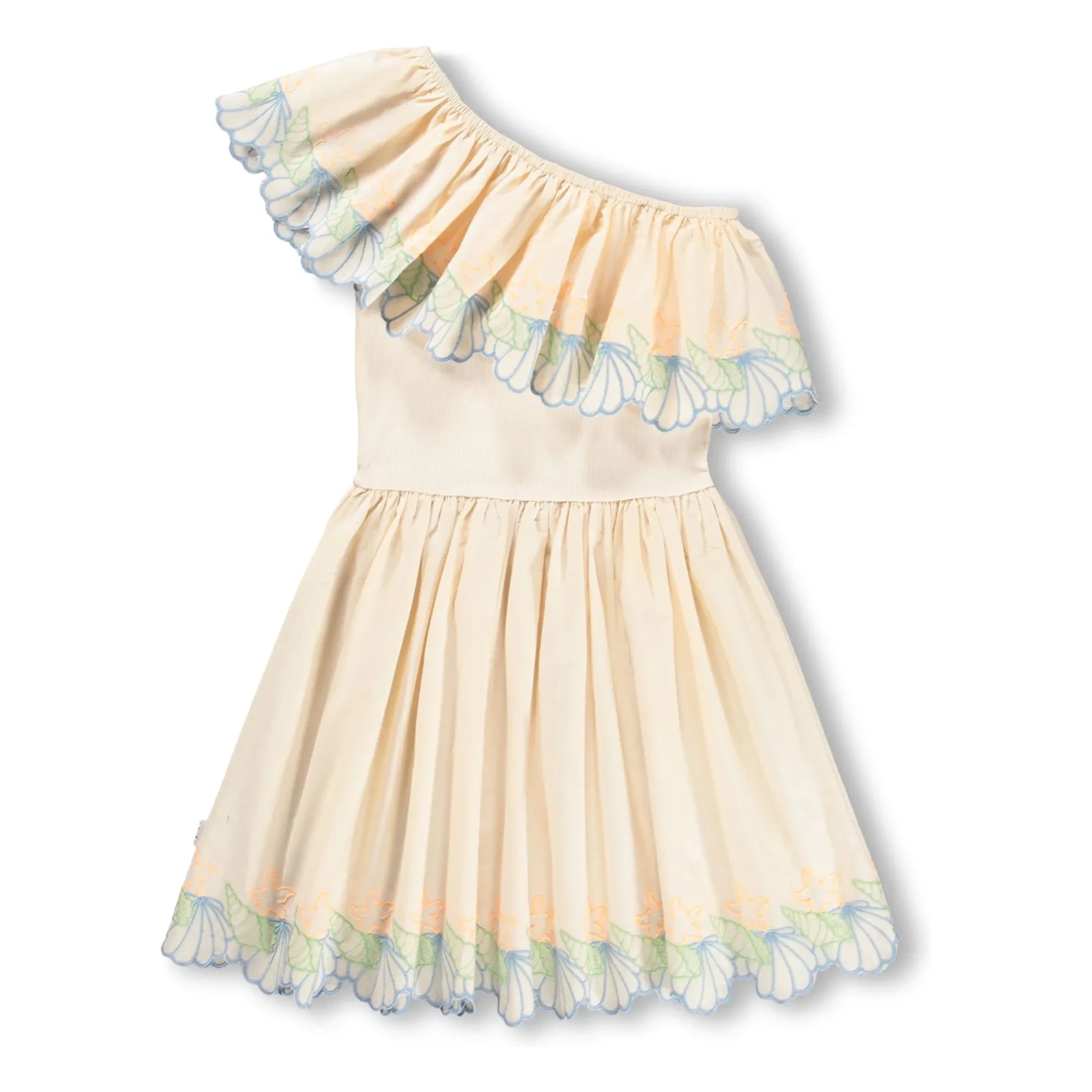 Molo - Cato Organic Cotton Asymmetrical Flounce Dress | Ivory