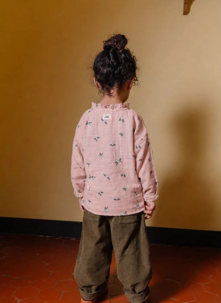 Studio Bohème - Olympe Gui Organic Cotton Gathered Collar Blouse | Pink