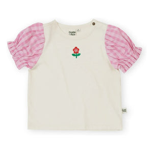 Goldie + Ace - Vichy Balloon Sleeve T-shirt | Cream