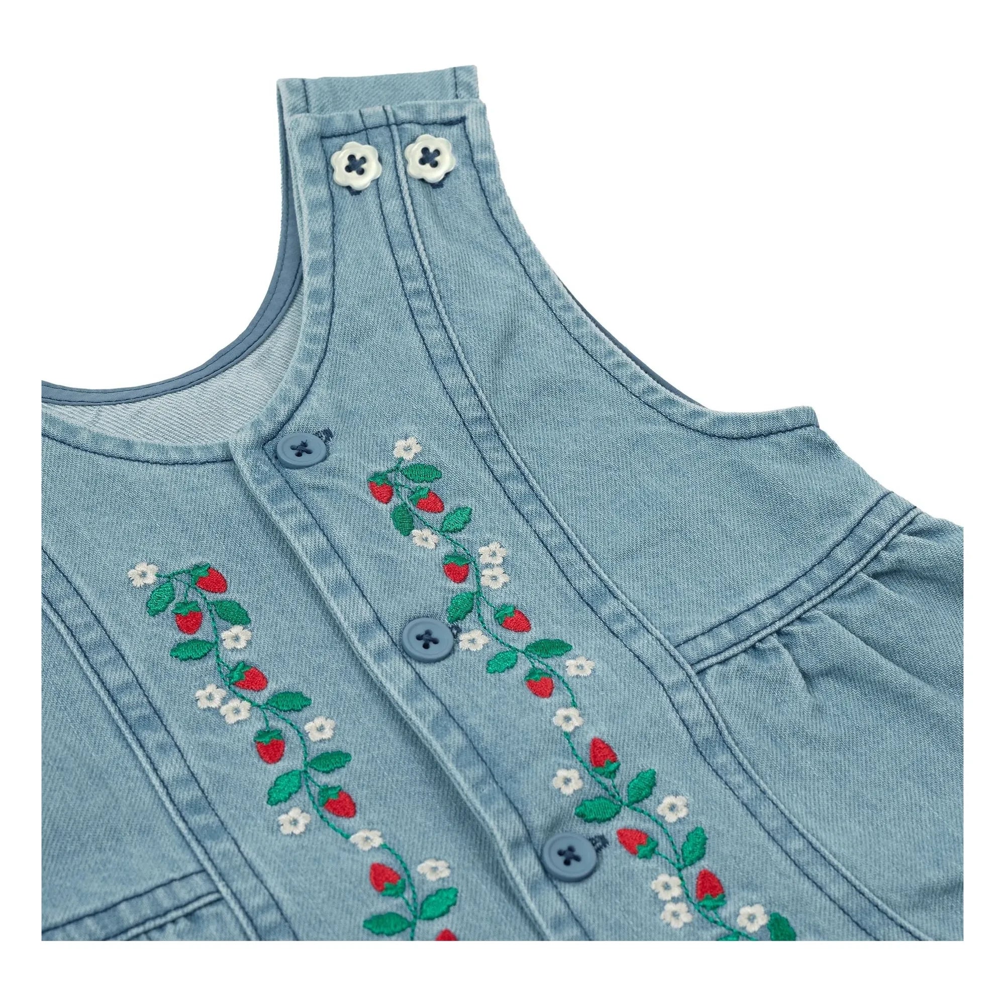 Goldie + Ace - Strawberry Short Romper Chambray | Blue