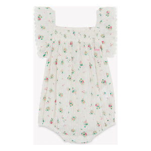 Bonton - Lalix Bouquets Gathered Romper | White