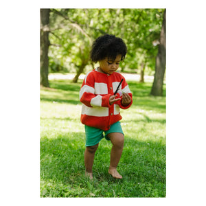 Bayiri - Striped Organic Cotton Snake Cardigan | Red