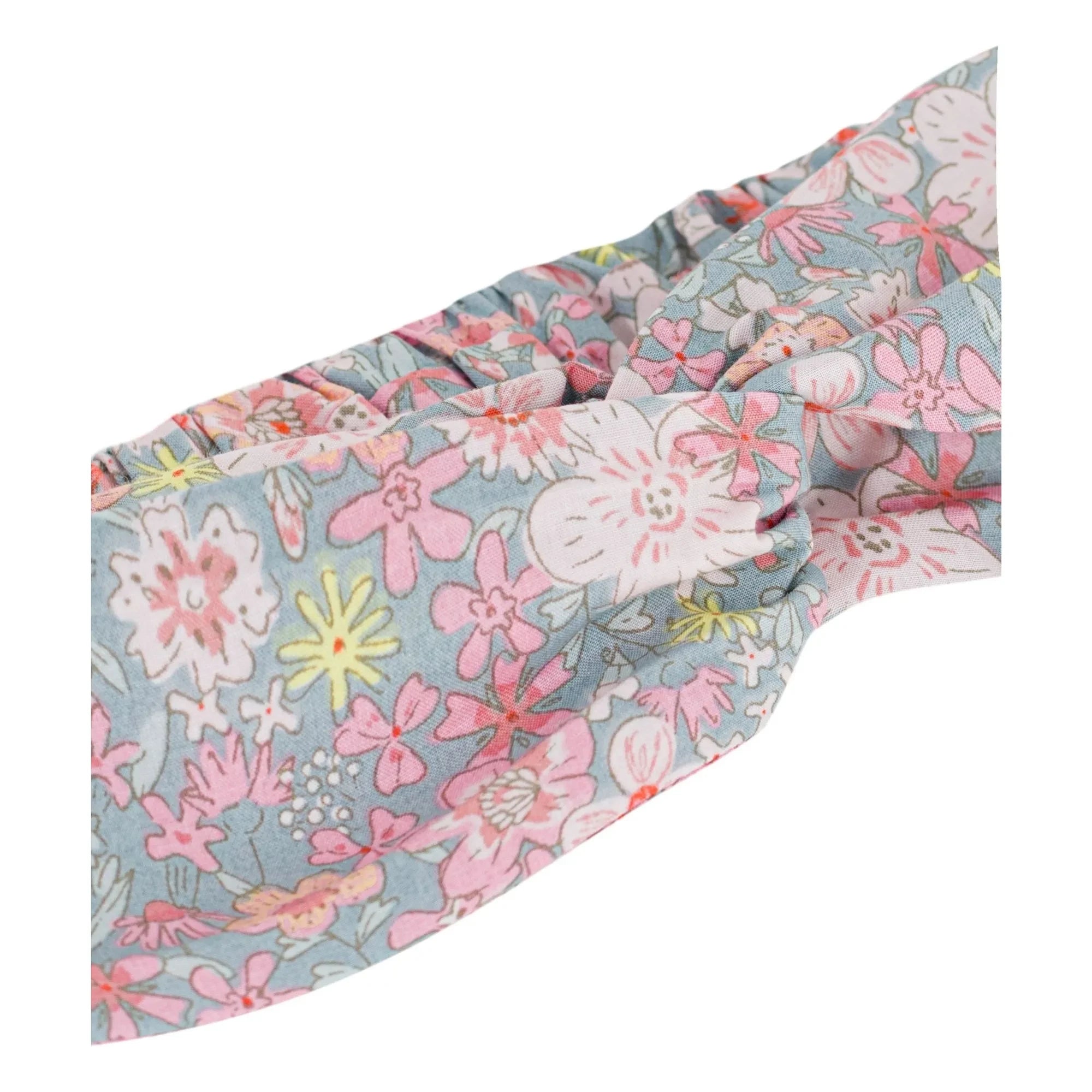 Petit Bateau - Organic Cotton Poplin Floral Headband | Gray Blue