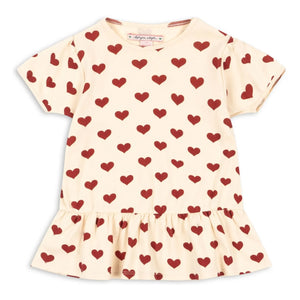 Konges Sløjd - Organic Cotton Basic Ruffled Hearts T-Shirt | Beige