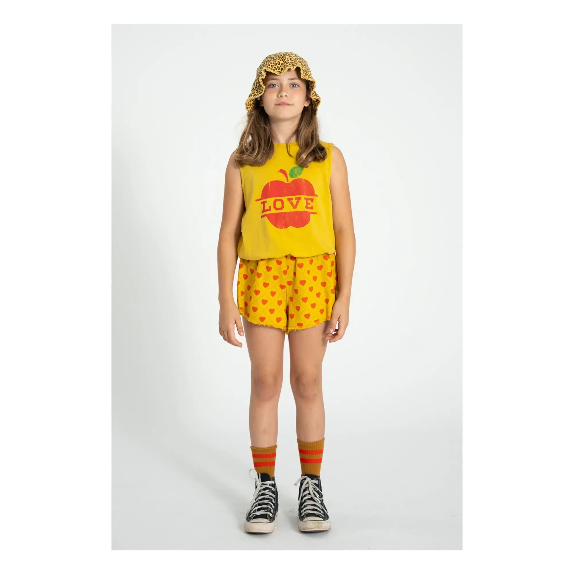 Piupiuchick - Effect Shorts Twill Hearts | Mustard