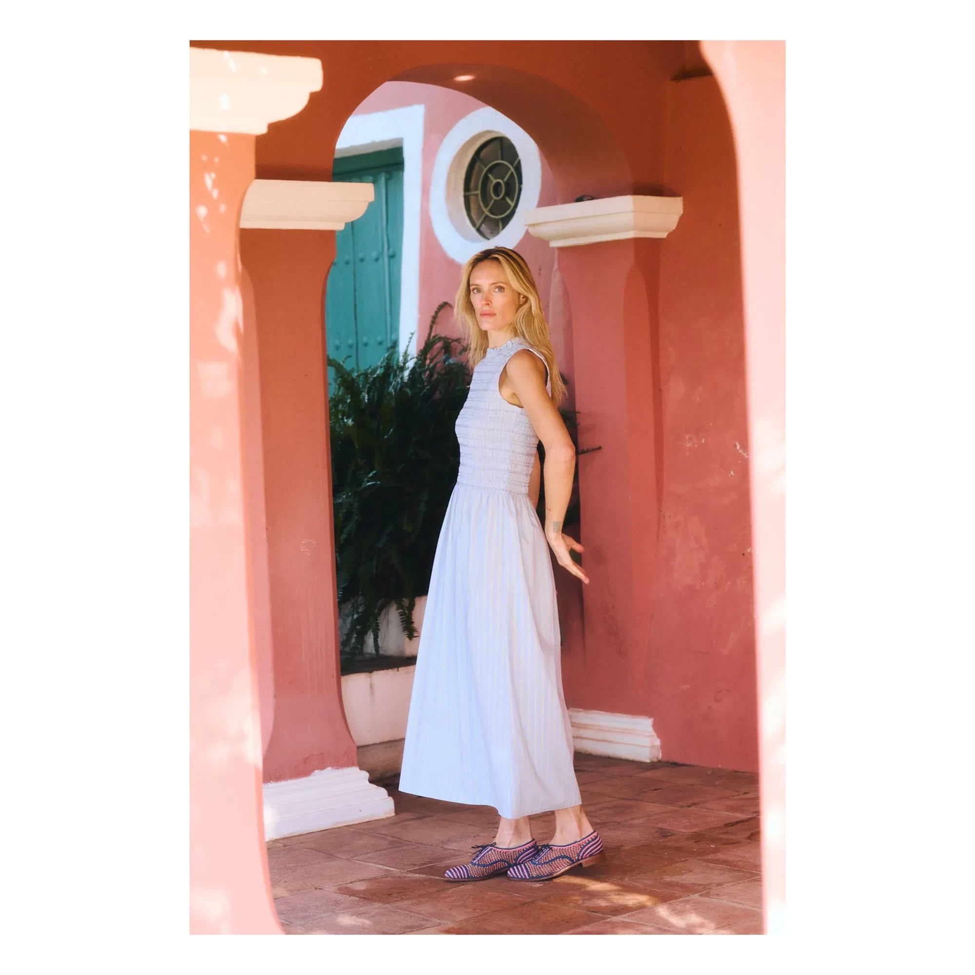 Maria de la Orden - Saint Barth Cotton Striped Dress | Light Blue