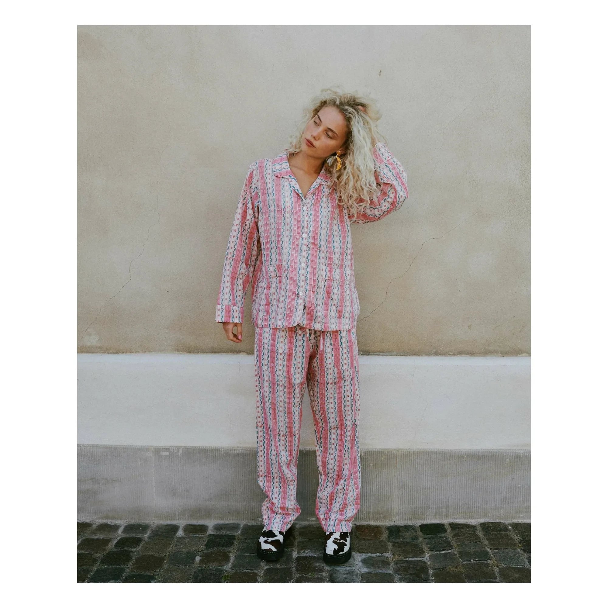 SISSEL EDELBO - Organic Cotton Patterned Night Pajamas | Dusty Pink
