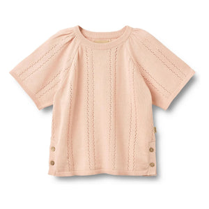 Wheat - Vilna Organic Cotton Short Sleeve Sweater | Light Pink