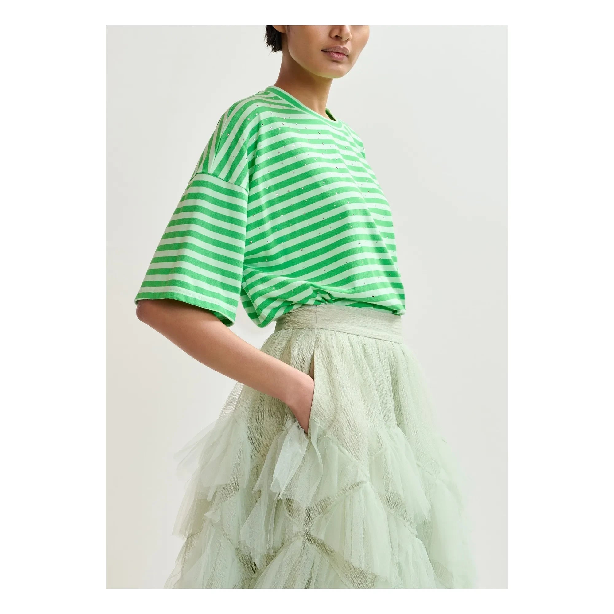 Essentiel Antwerp - Joste Beaded Striped T-Shirt | Green
