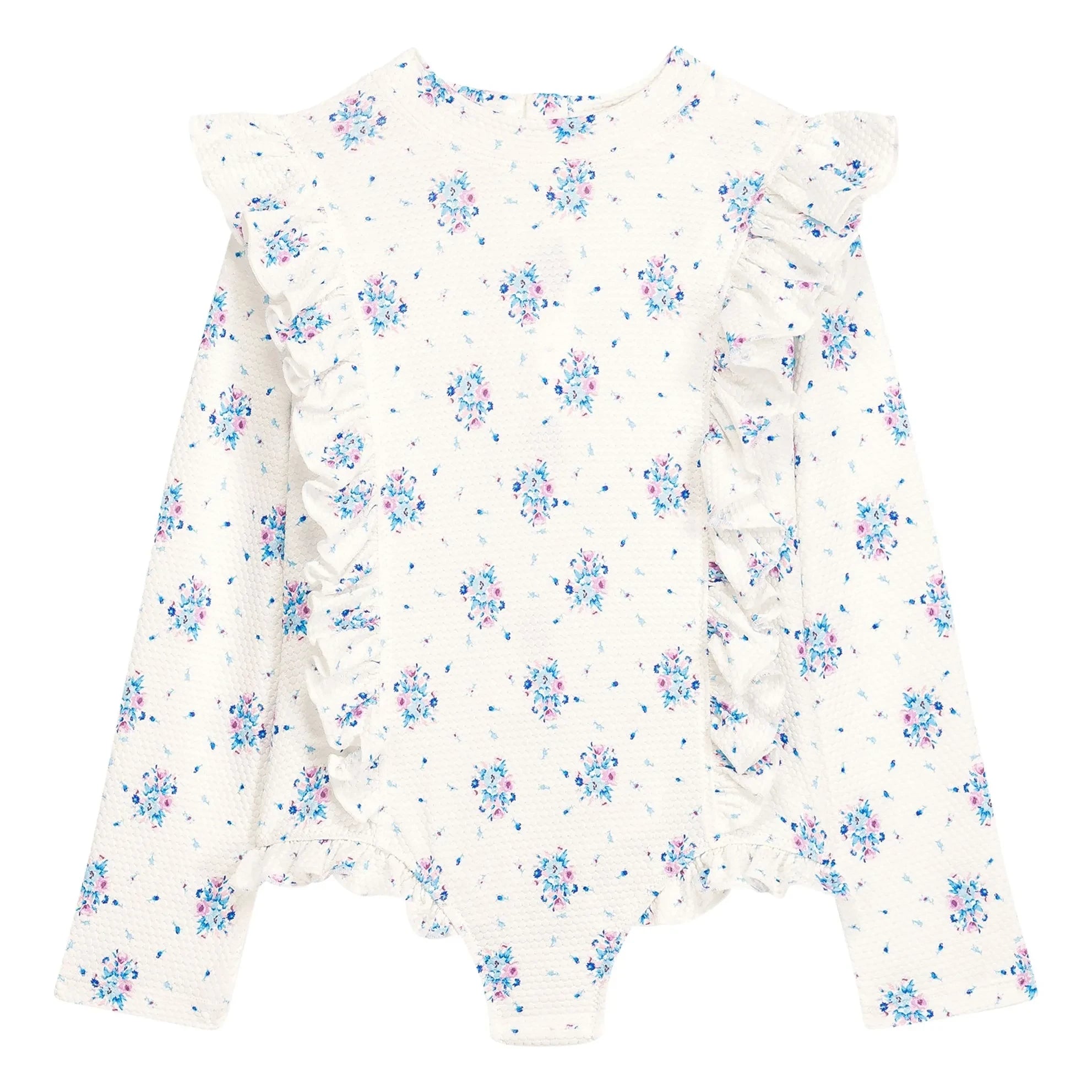 Louise Misha - Aurelie Long Sleeve Embossed Swimsuit | Cream