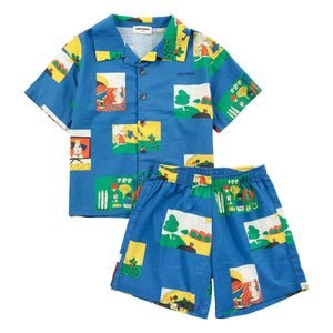 Bobo Choses - Pickles Organic Cotton Shirt and Shorts Set | Royal blue