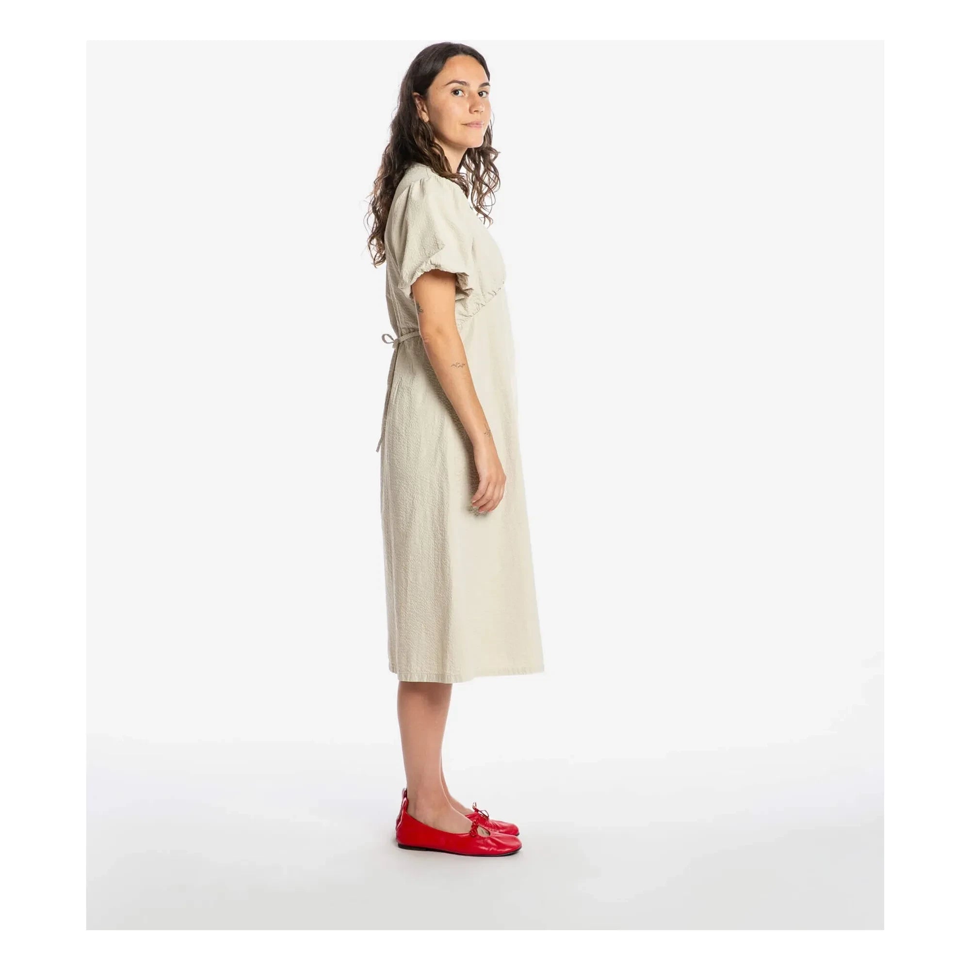 Matona - Mi-Long Organic Cotton Dress | Sand