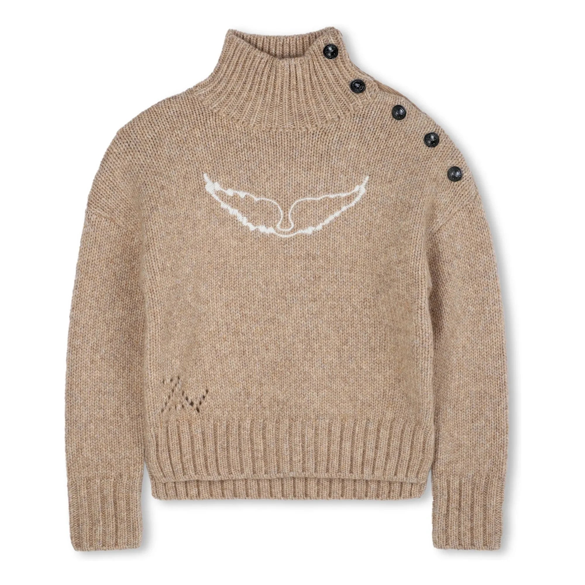 Zadig & Voltaire - Buttoned Wool Winged Sweater | Beige