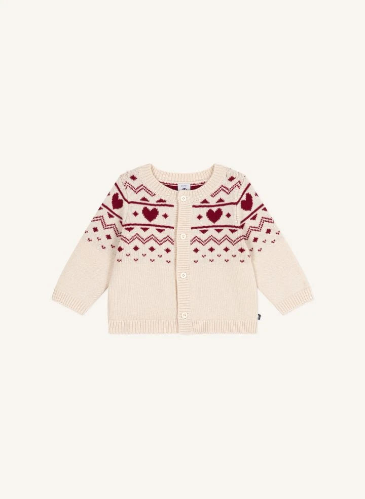 Petit Bateau - Bebek Yün Kalp Yelek | Ecru
