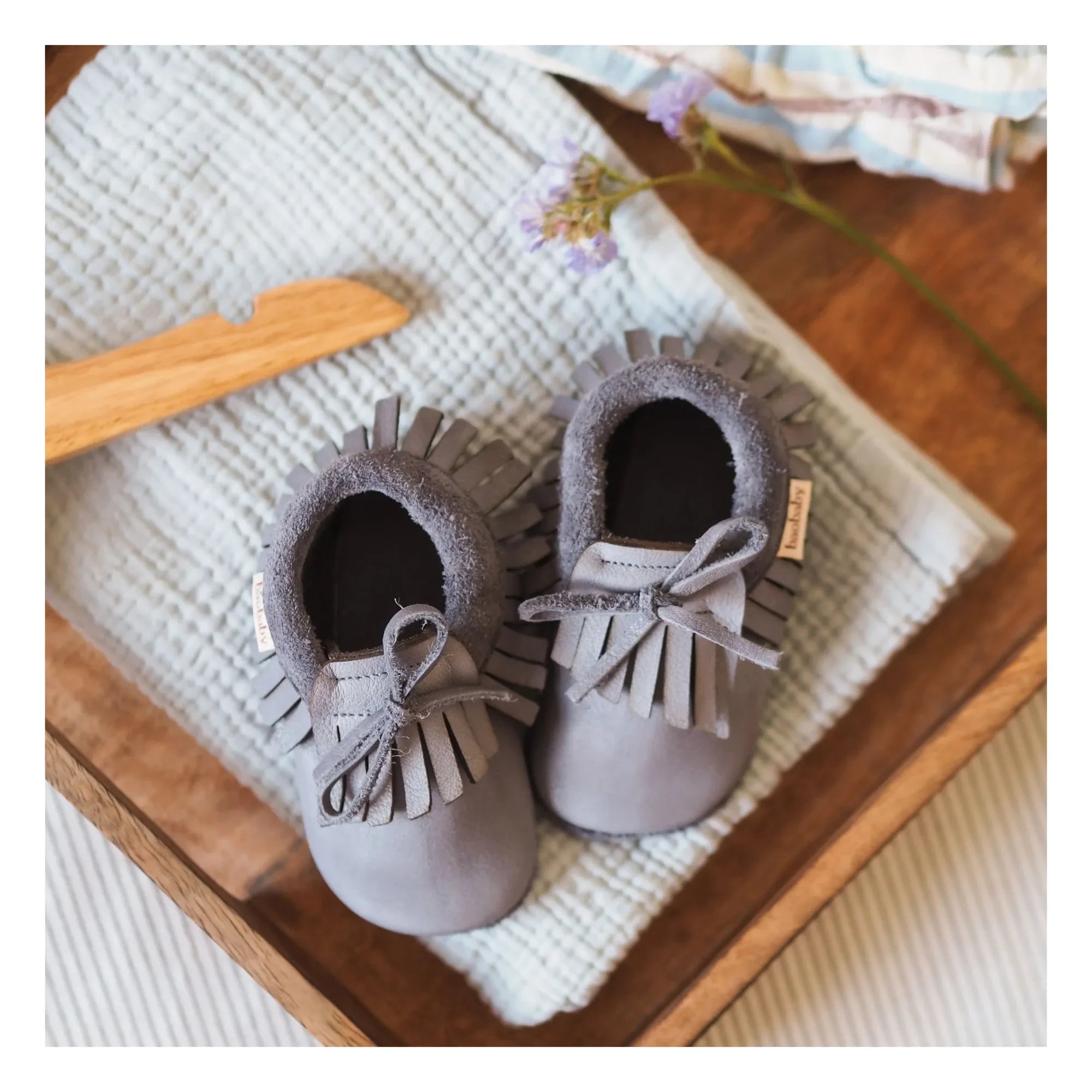 Baobaby - Fringed Sandals | Gray