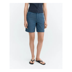 Thinking Mu - Luisa Striped Organic Cotton Shorts | Gray Blue