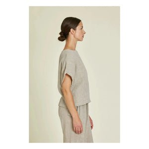 Black Crane - Basic Keten Üst | Açık Gri