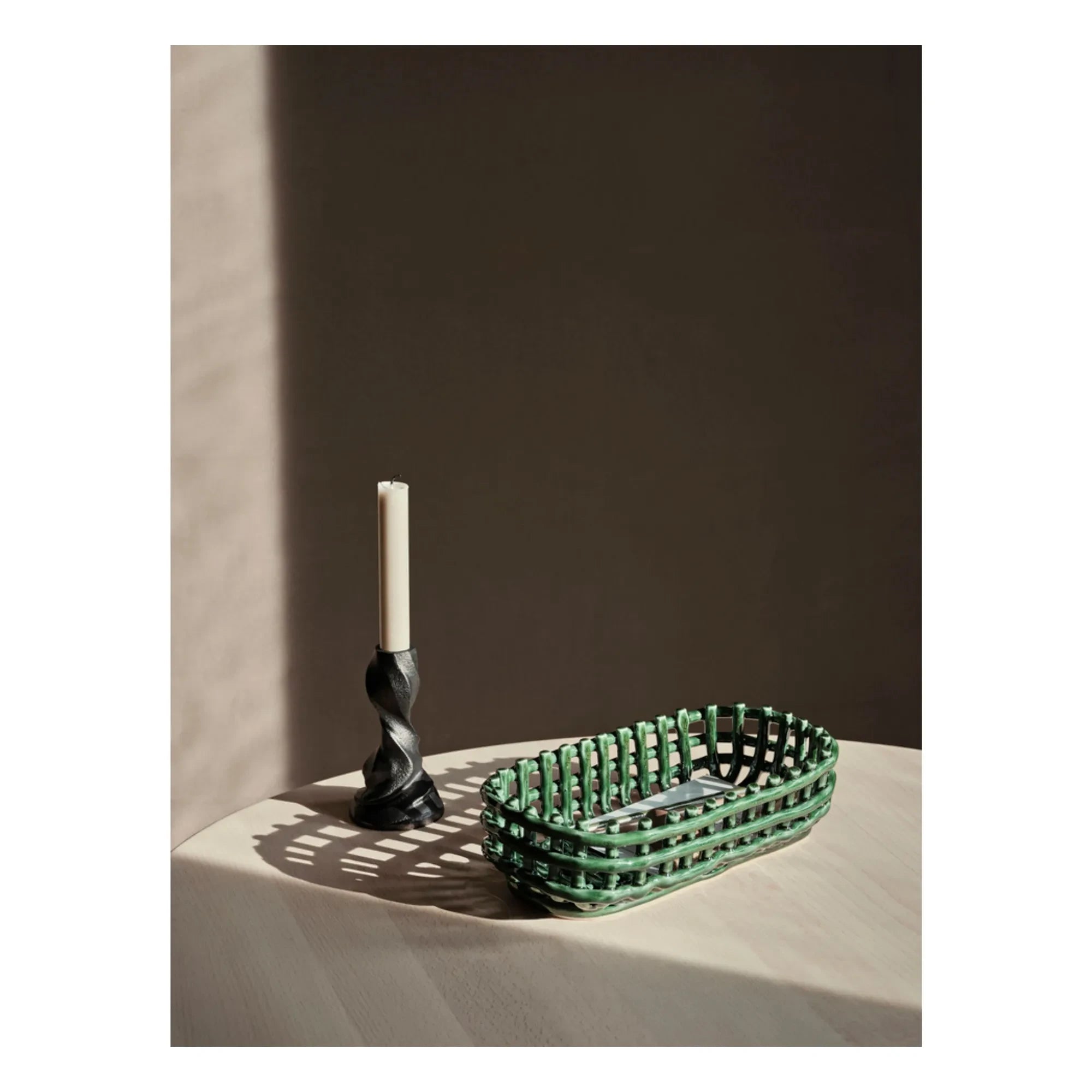 Ferm Living - Ceramic Oval Basket | Emerald Green