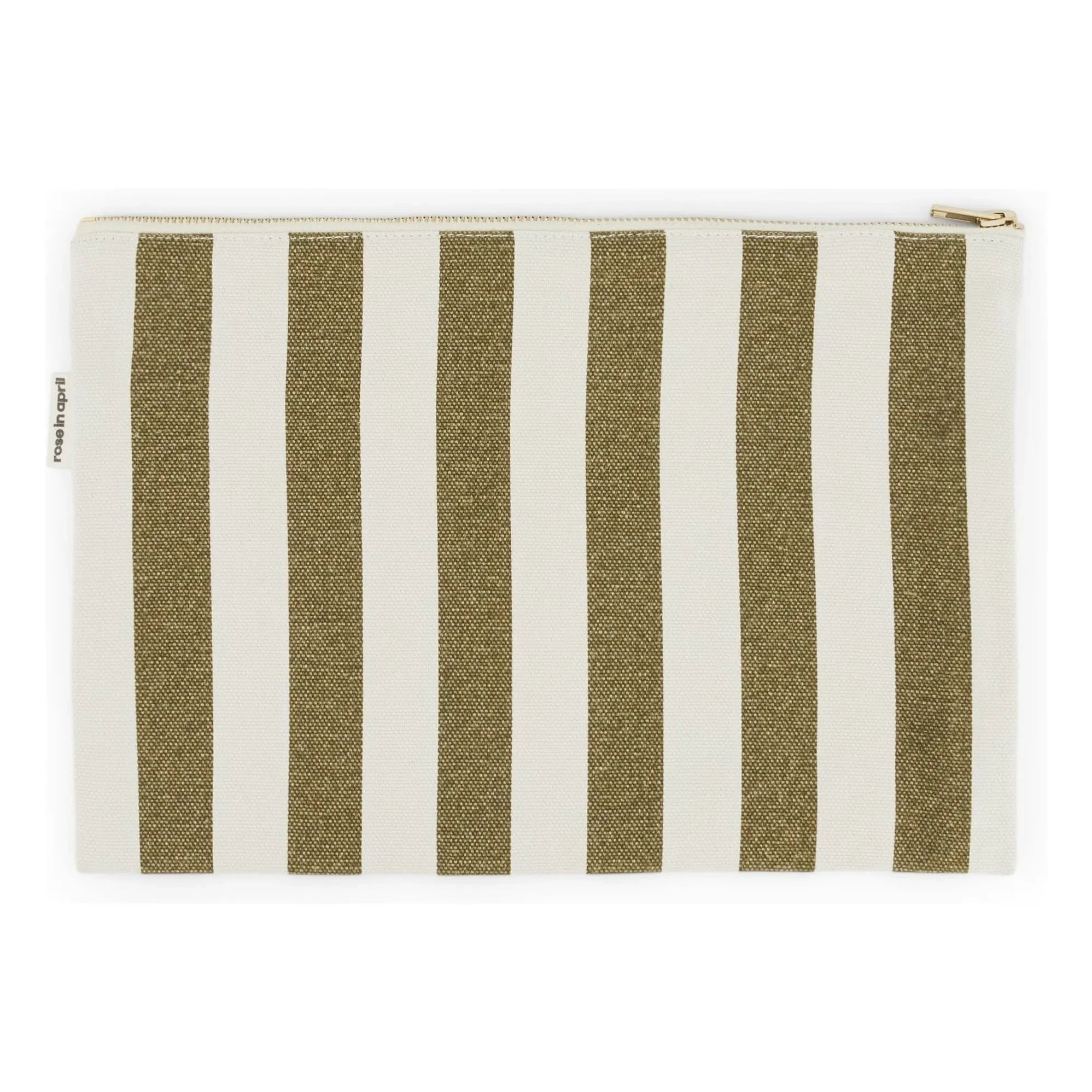 Rose in April - Lili Striped Portfolio Bag | Olive Green