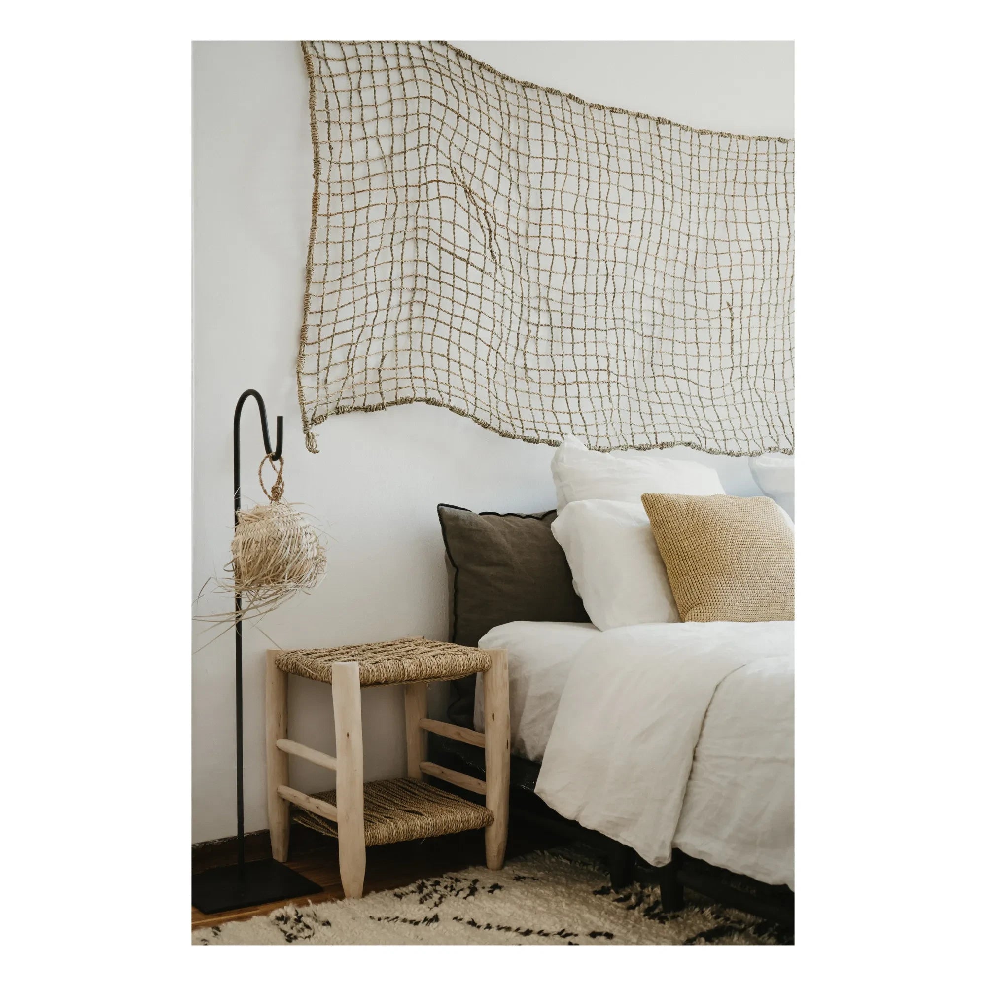 Cosydar - Palm Leaf and Raw Wood Nightstand