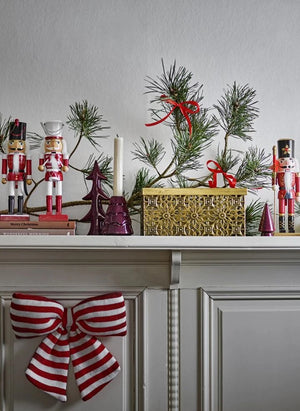 Bloomingville - Ruby Striped Bow Christmas Ornament | Red