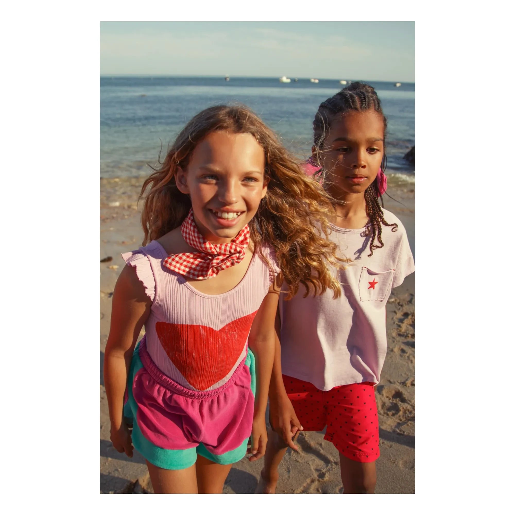 Piupiuchick - Color Block Organic Cotton Towel Shorts | Fuchsia