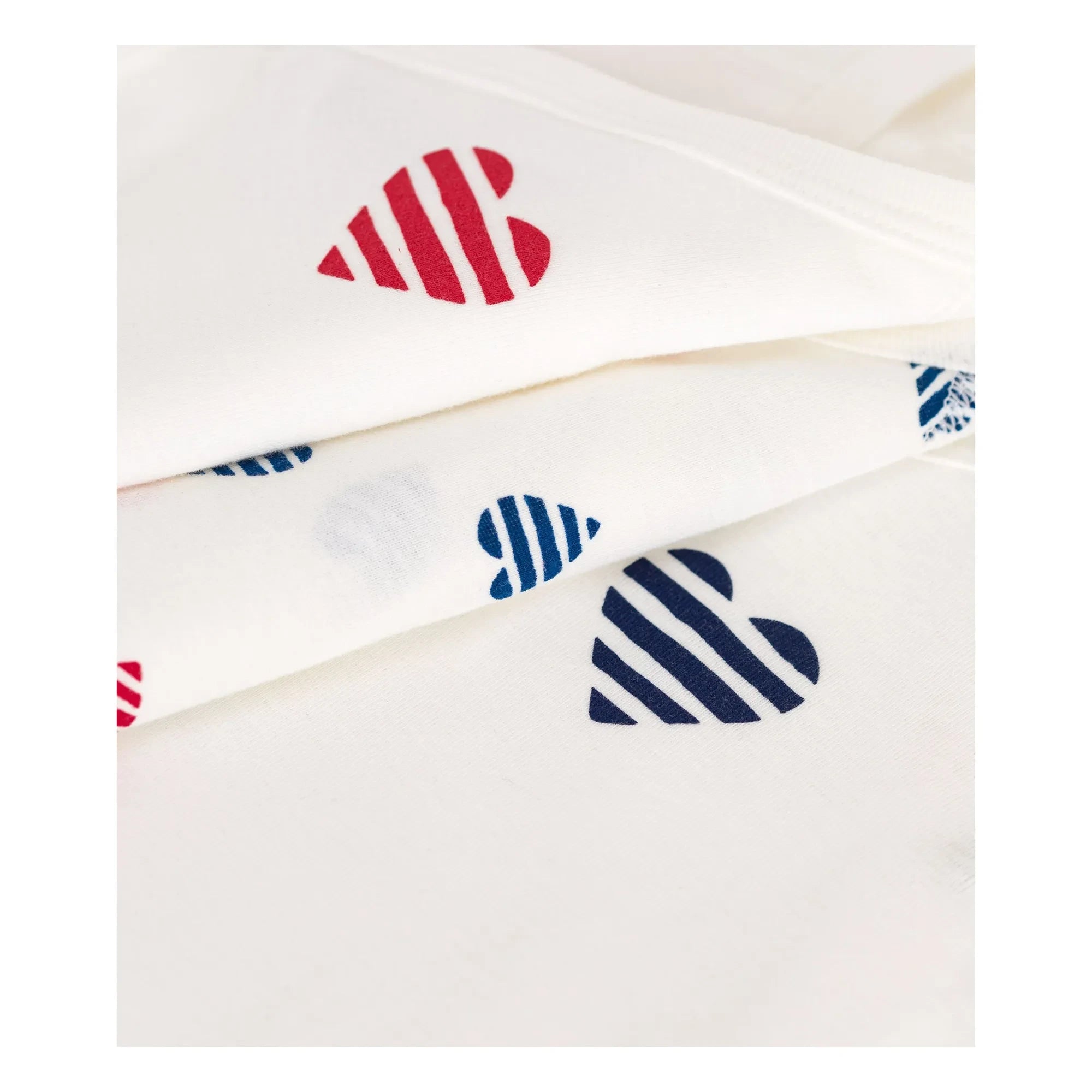 Petit Bateau - 3-Pack Striped Heart Organic Cotton Baby Bodysuit | Ecru