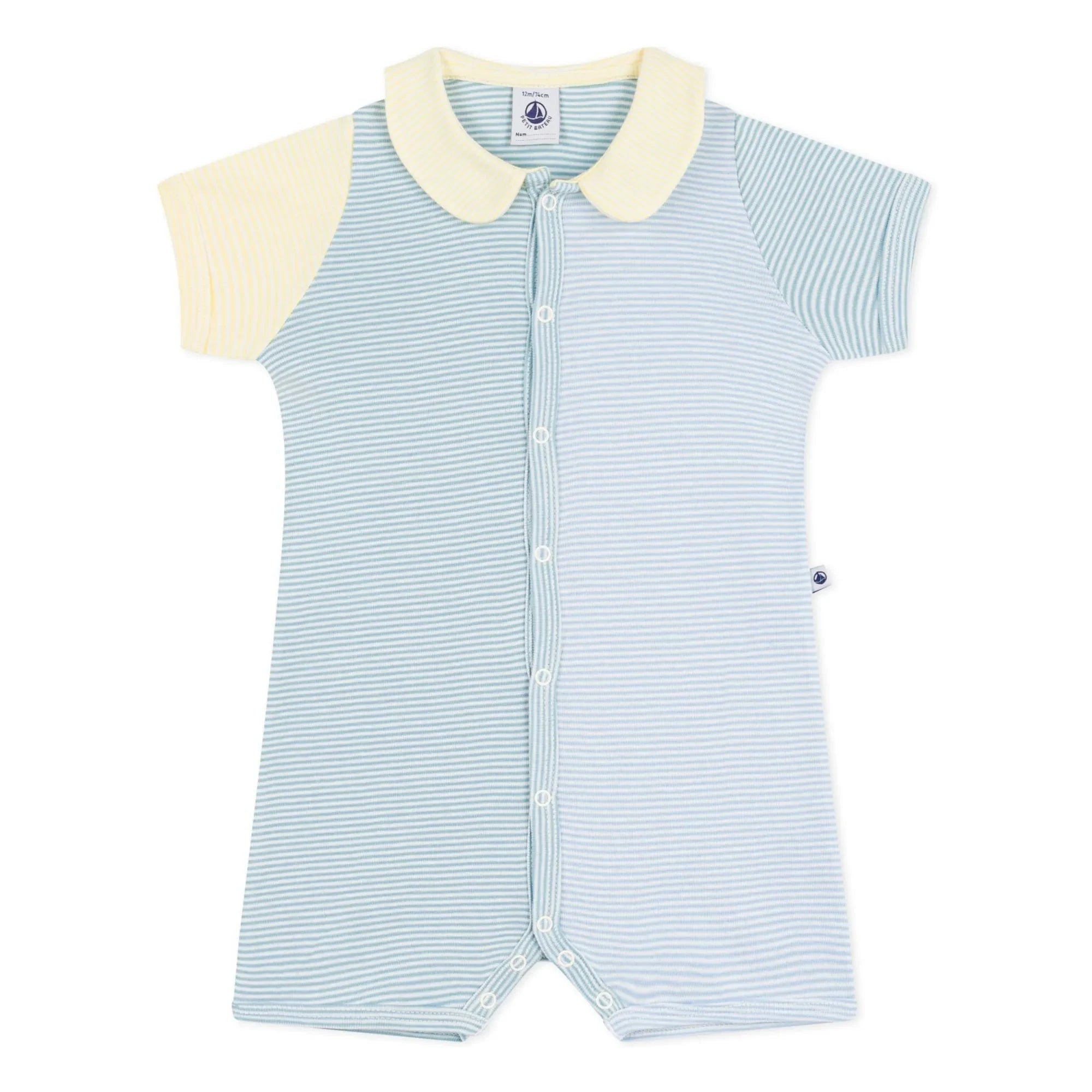 Petit Bateau - Striped Pajama Romper Shorts | Blue