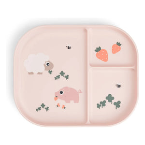 Done by Deer - Tiny Farm Sectioned Plate | Pink
