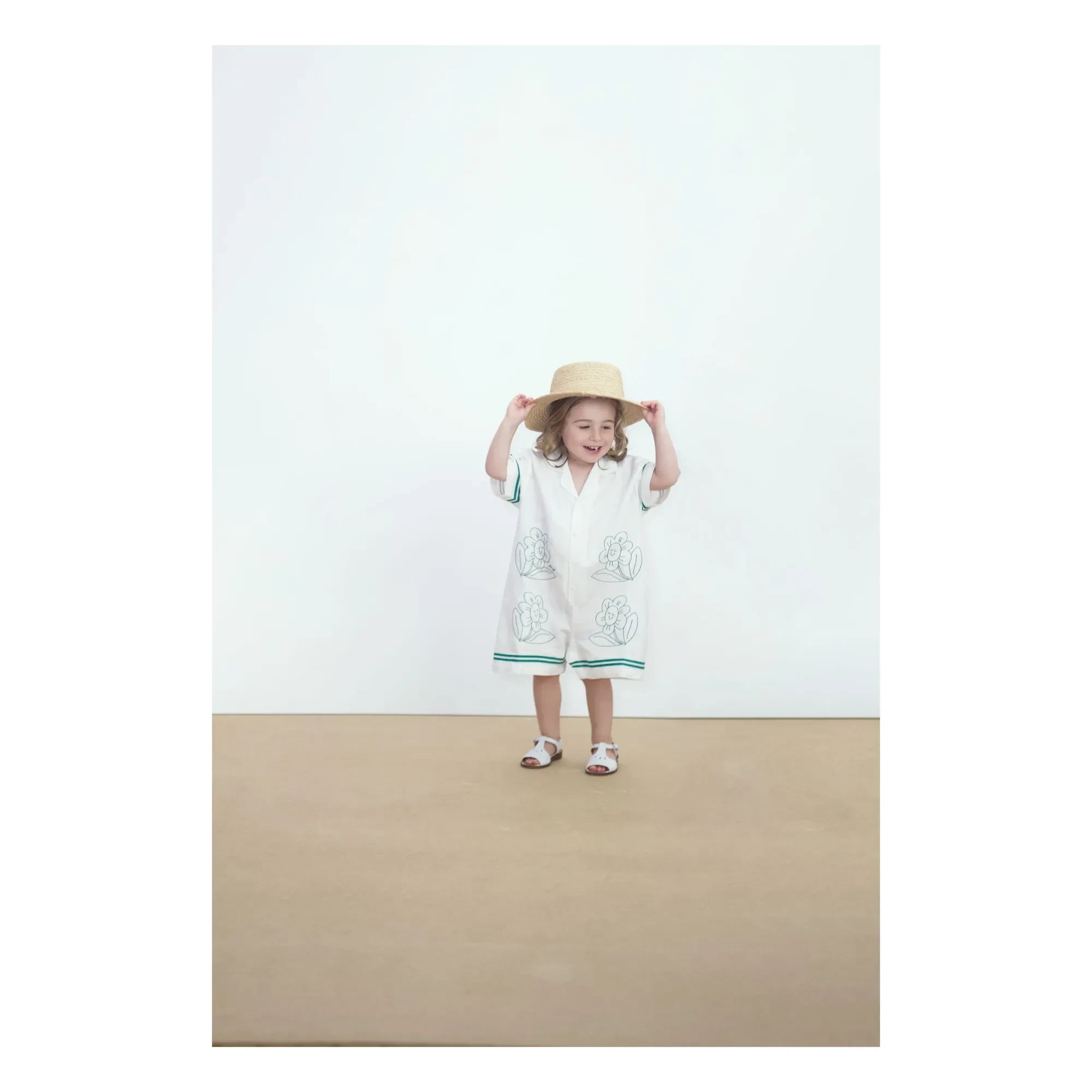 Tinycottons - Floral Oversized Romper Shorts | White
