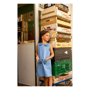 Louis Louise - Misti Chambray Claudine Collar Dress | Light Blue