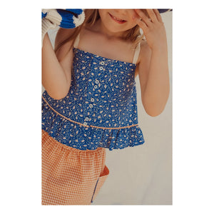 THE LiTTLE POETS - Rosalia Nature Organik Pamuk Crop Top | Kraliyet mavisi