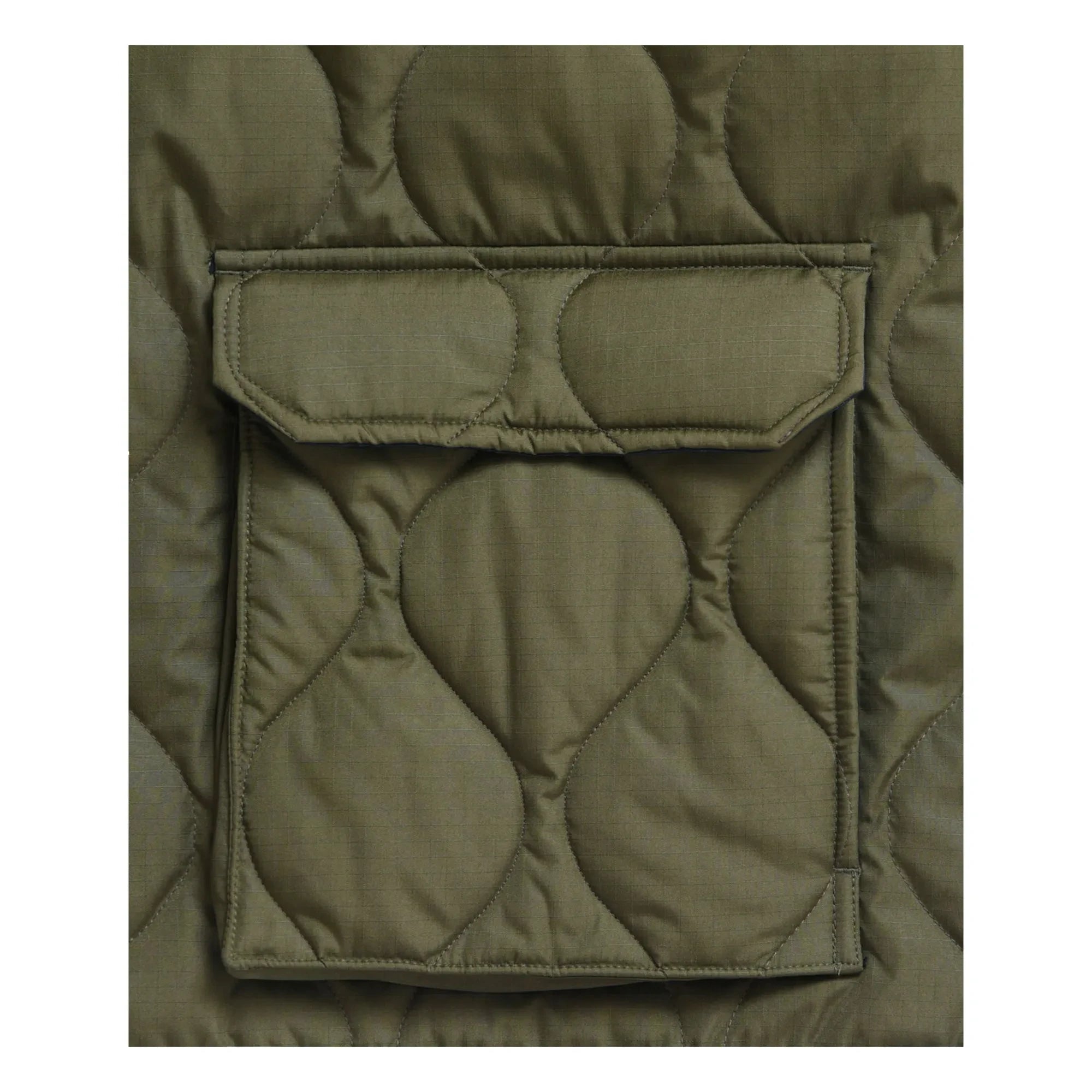 Taion - Military Unisex Long Zip Quilted Coat | Olive Green