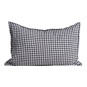 Gabrielle Paris - Gingham Washed Linen Pillowcase | Black