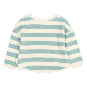 Búho - Striped Organic Cotton Baby Sweatshirt | Green Tea