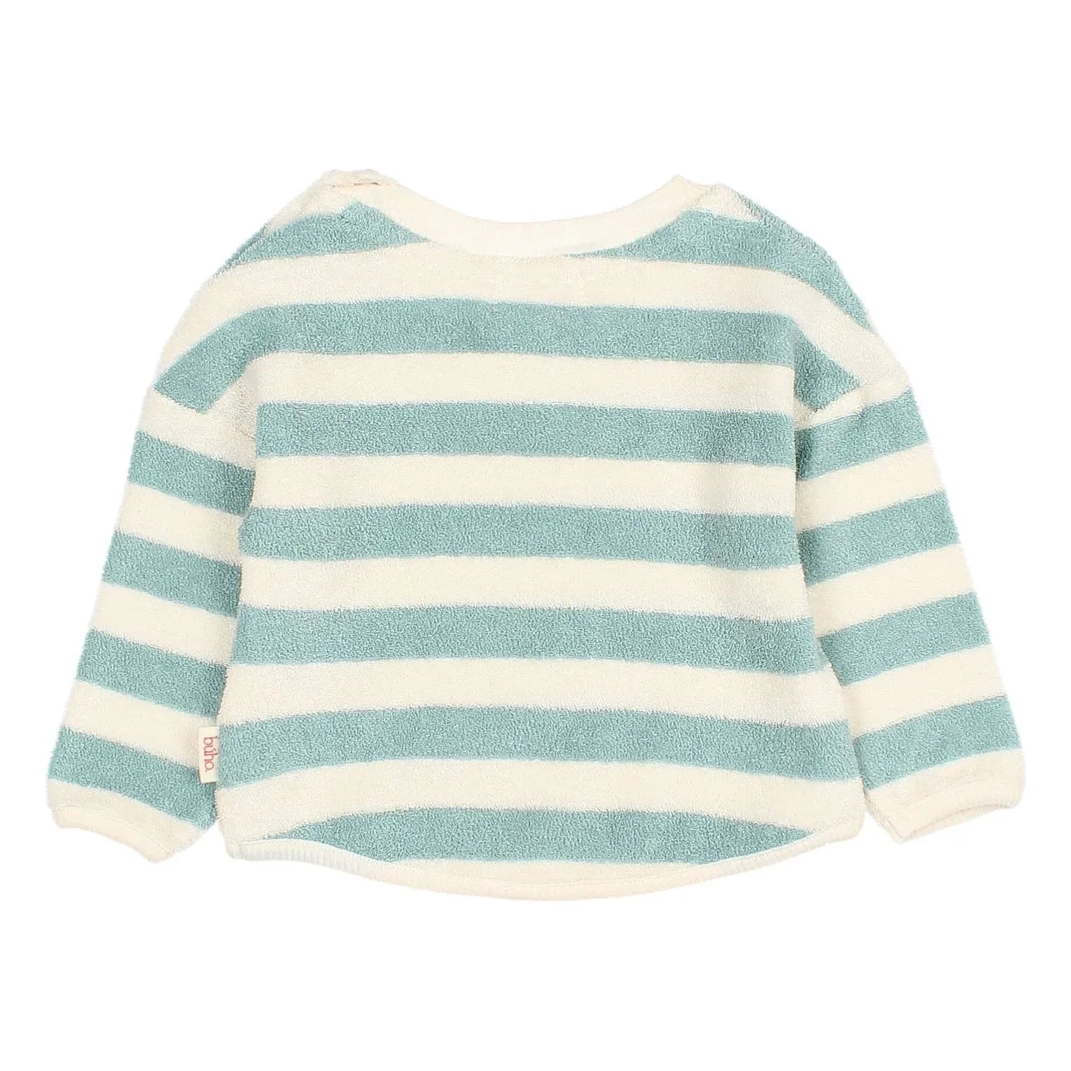 Búho - Striped Organic Cotton Baby Sweatshirt | Green Tea
