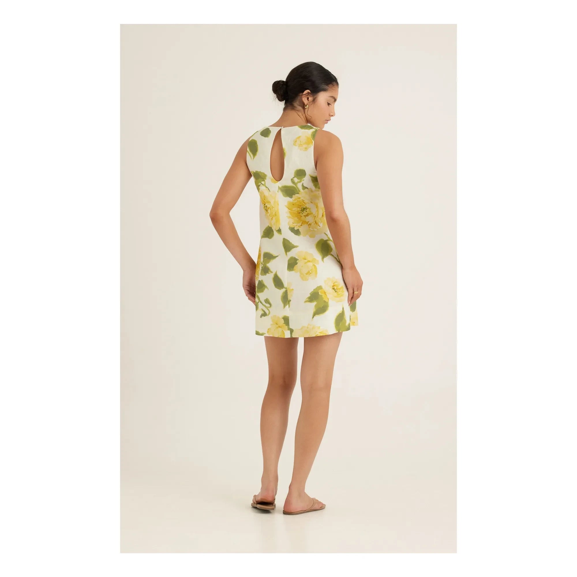 Peony - Keten Shift Elbise | Sarı