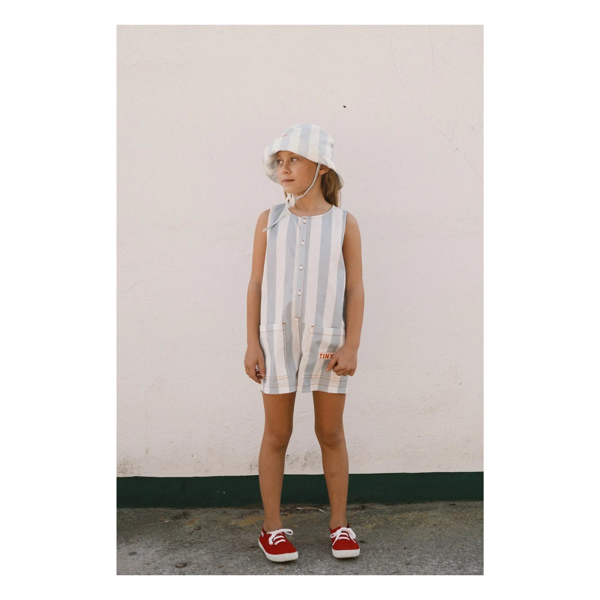Tinycottons - Blue Thin Striped Twill Romper