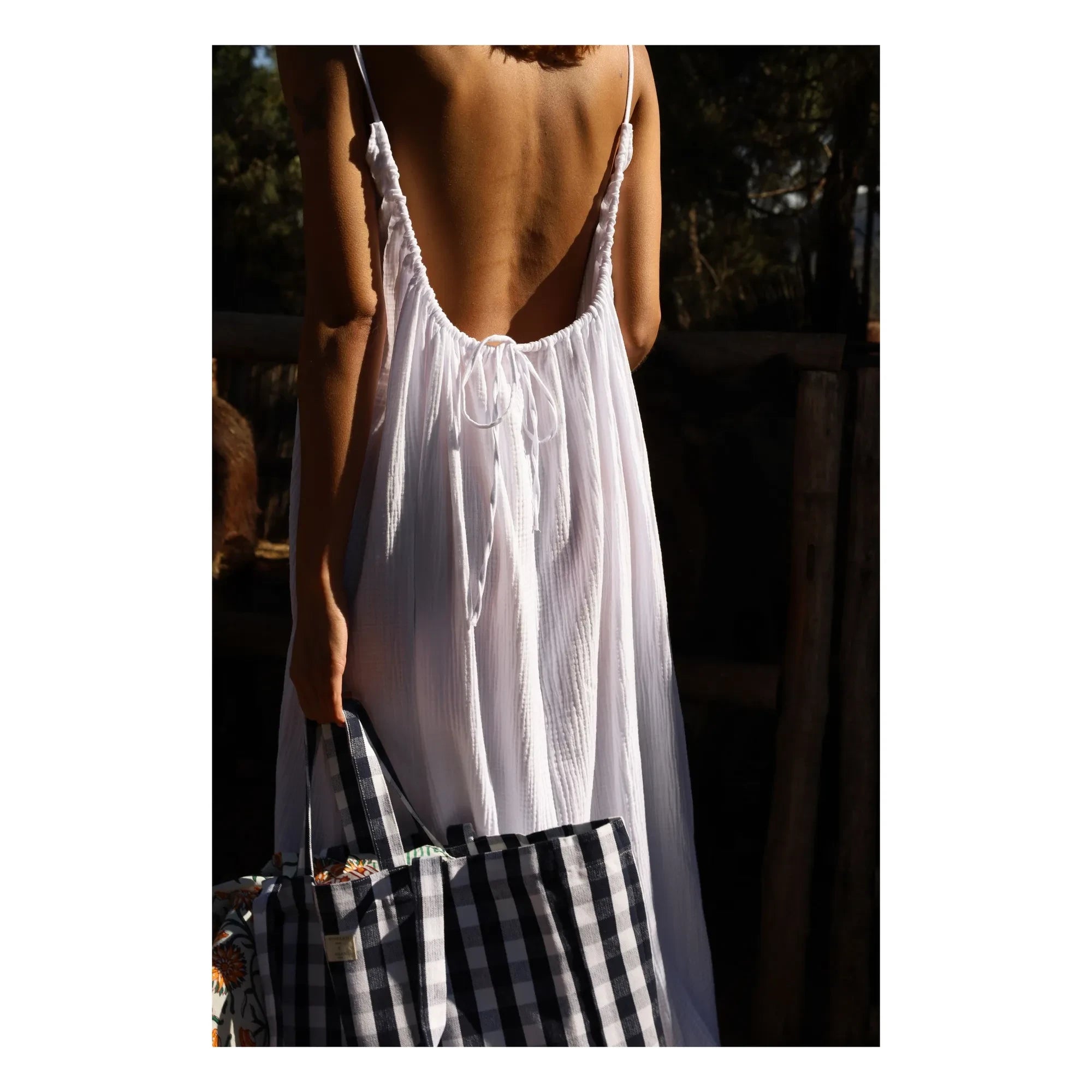 Anja Paris - Cotton Gauze Halter Dress | White