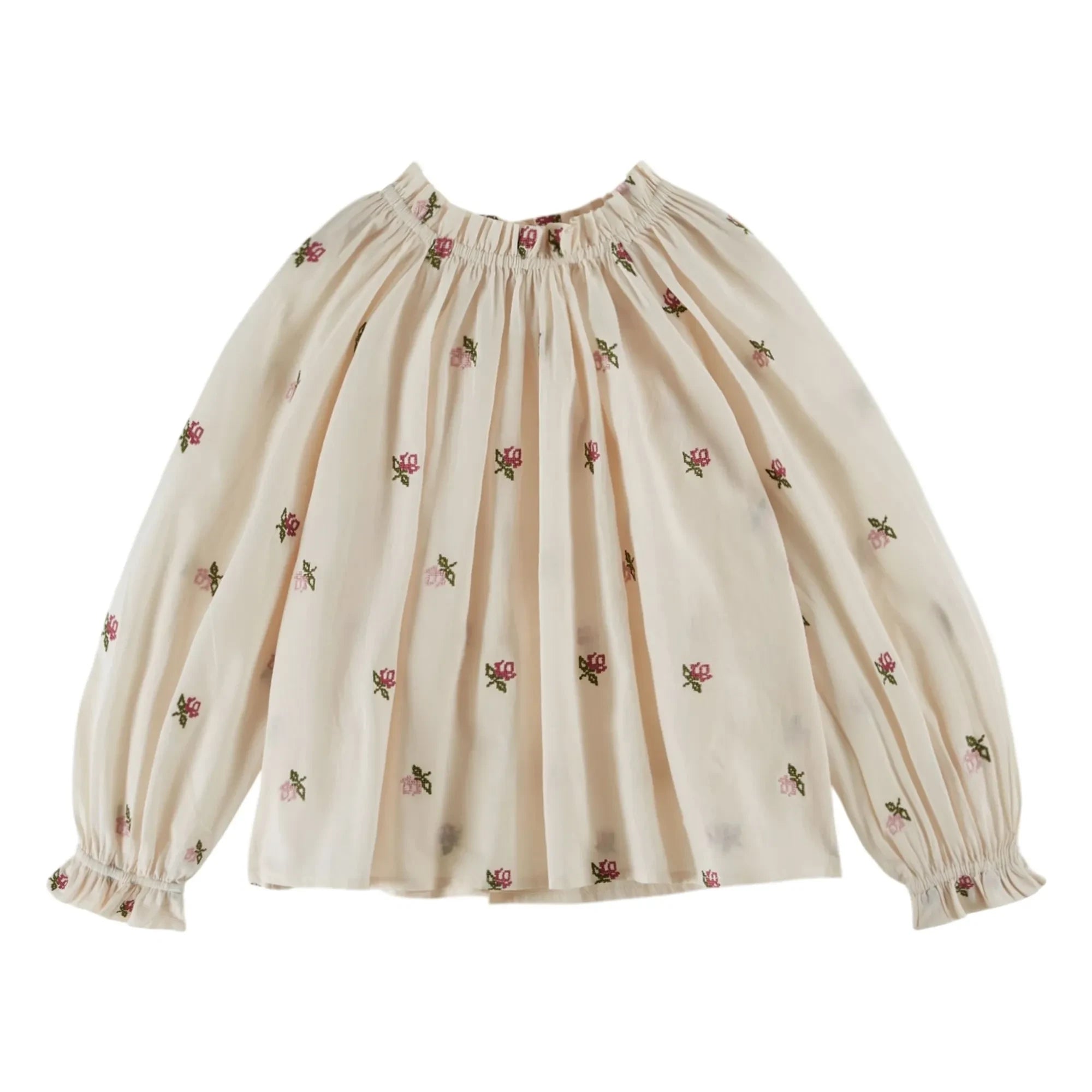 Emile et Ida - Embroidered Roses Blouse | Cream