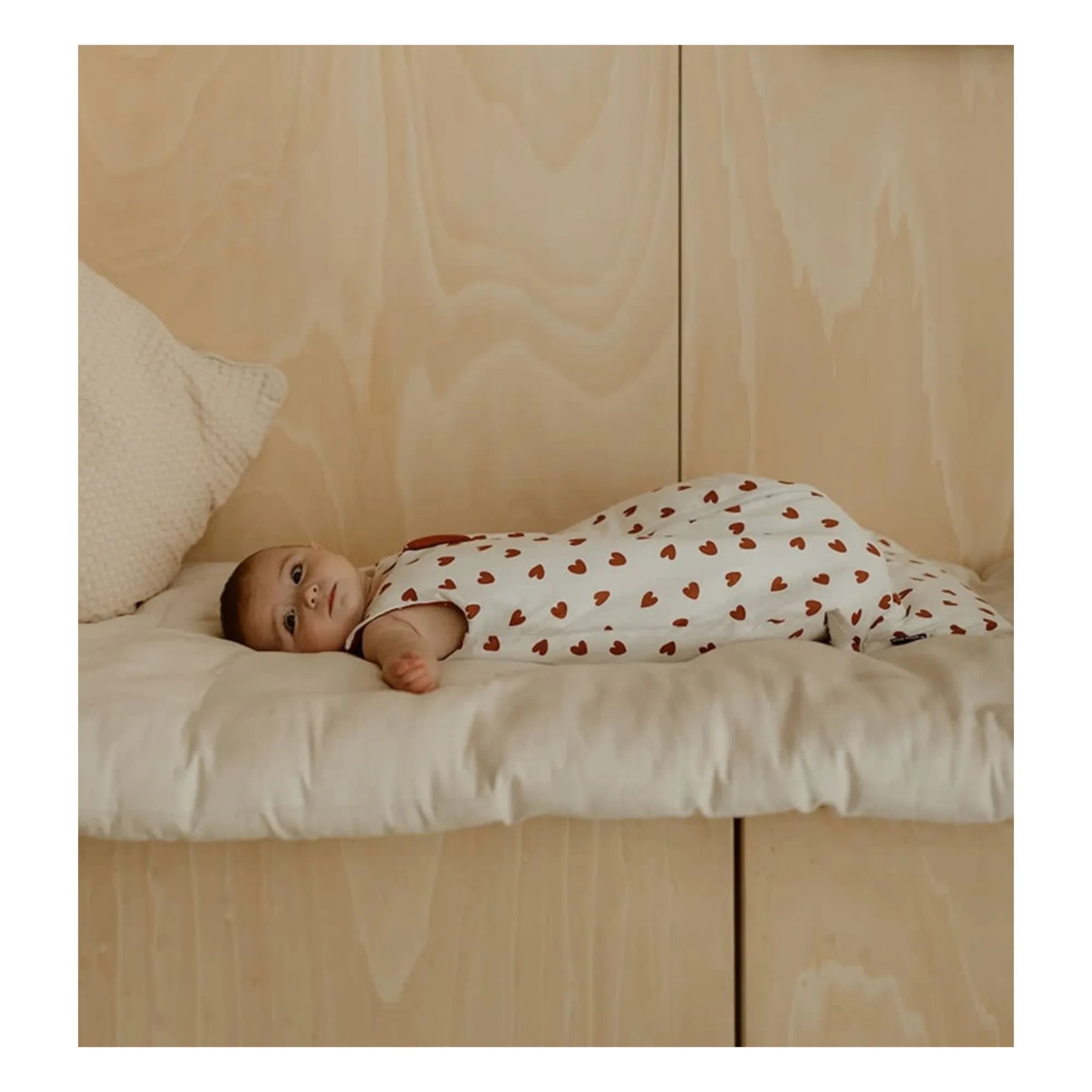 Les Petites Billes - Reversible Heart Multi-Season Sleeping Bag | Terracotta