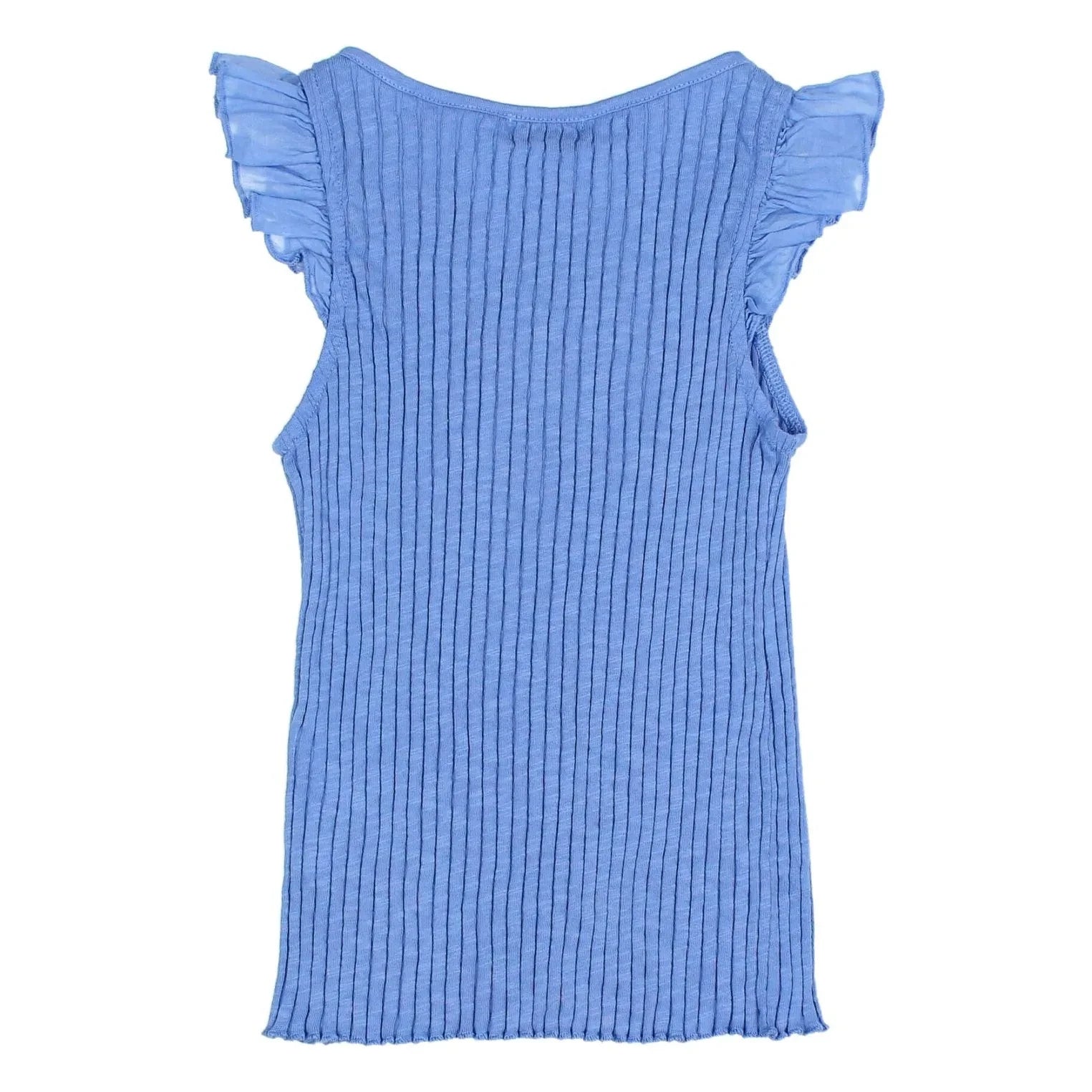 Búho - Organic cotton ruffled ribbed tank top | Azure blue
