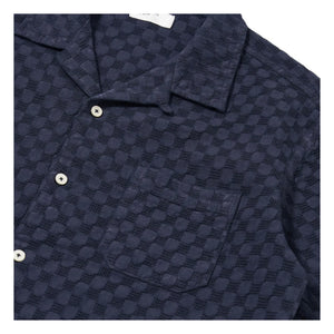 Universal Works - Chemise Road Shirt Dot Waffle | Navy