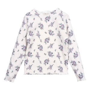 the new society - Floral Ribbed T-Shirt | Beige