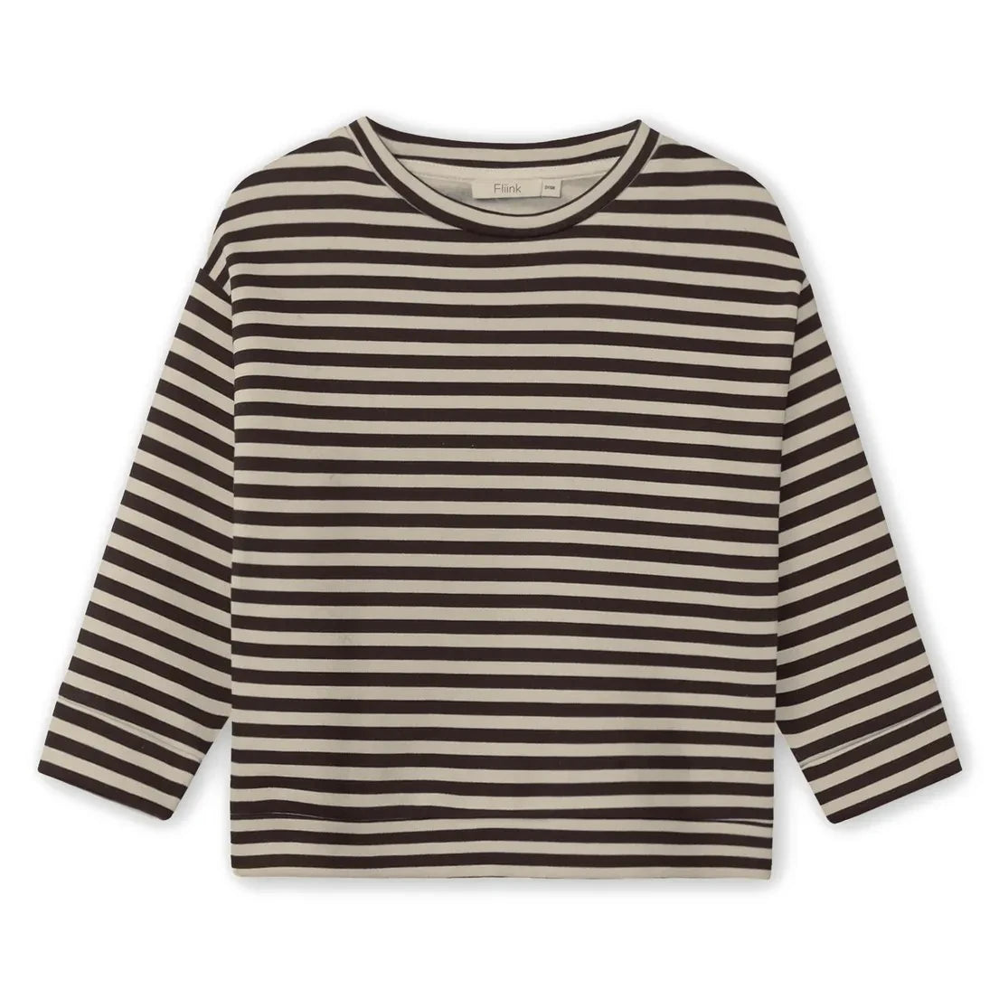 Fliink - Alvin Çizgili Organik Pamuklu Sweatshirt | Kahverengi